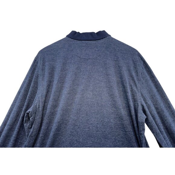 Untuckit Mens Striped Henley Polo Shirt XXL Two Tone BluebLong Sleeve Made In Pe - Picture 11 of 11